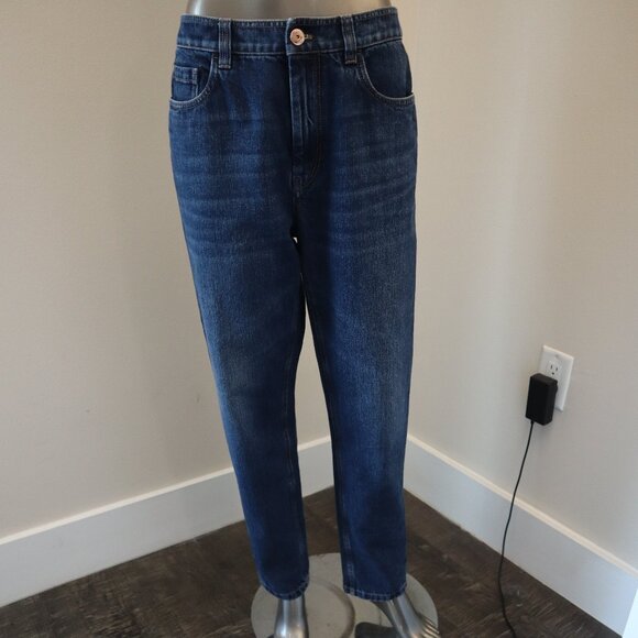 Brunello Cucinelli Monili Jeans Blue Denim Baggy Tapered Leg Size 6 - Picture 7 of 8